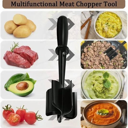 Kitchen Meat Chopper Ground Beef Masher Utensil Heat Resistant Potato Masher Tool Kitchen Gadgets Multifunctional Cookware